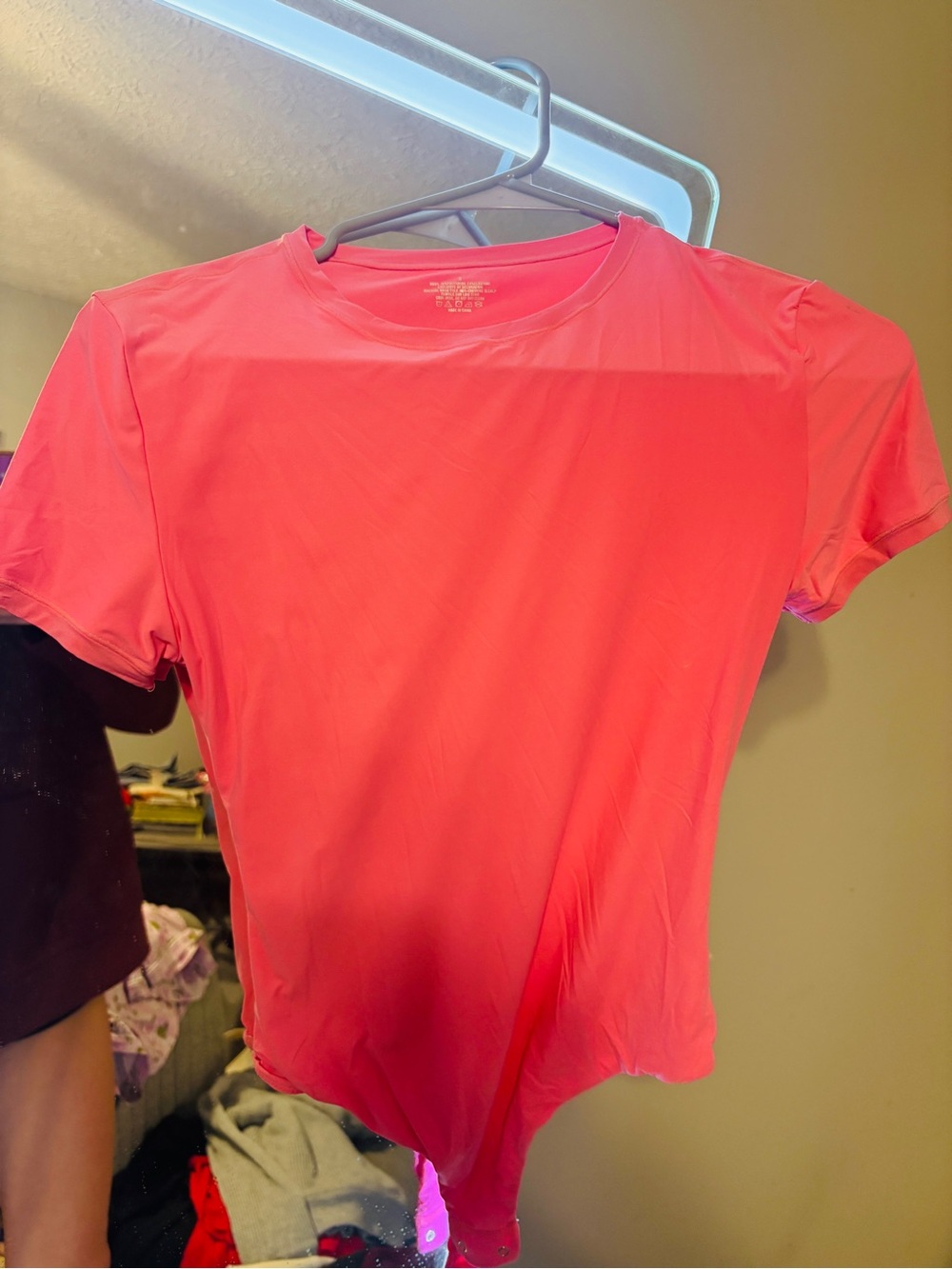 Amazon Women's Short Sleeve Bodysuit - Bright Pink